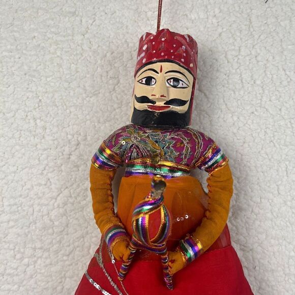 Indian Rajasthani Antique Kathputli Raja Warrior Puppet‎ - Picture 2 of 9